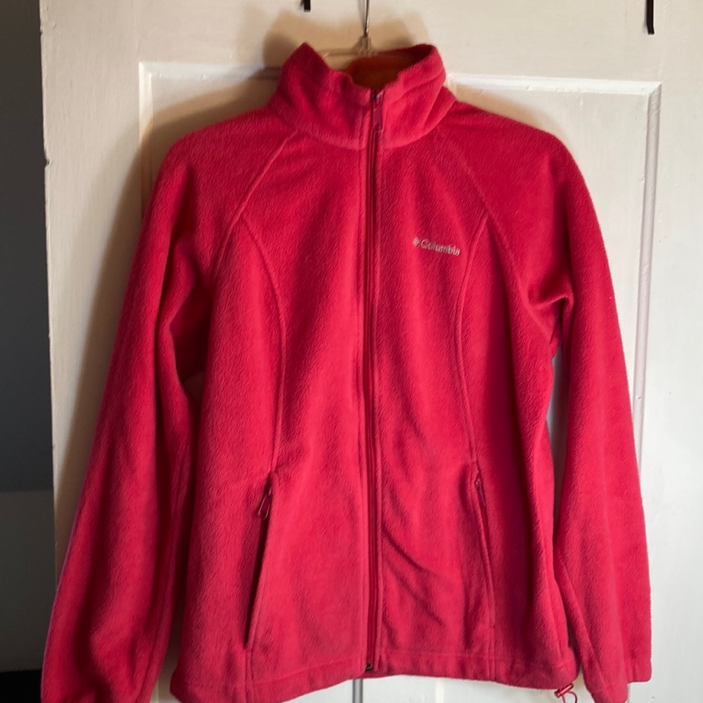 Columbia Full Zip Fleece, Pink, Size Medium